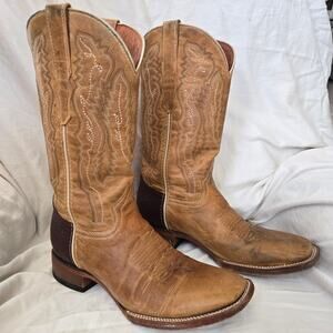 Vaccari Western Boots Men's Size 8.5 Alligator Heel Tan Brown Made in USA #6832